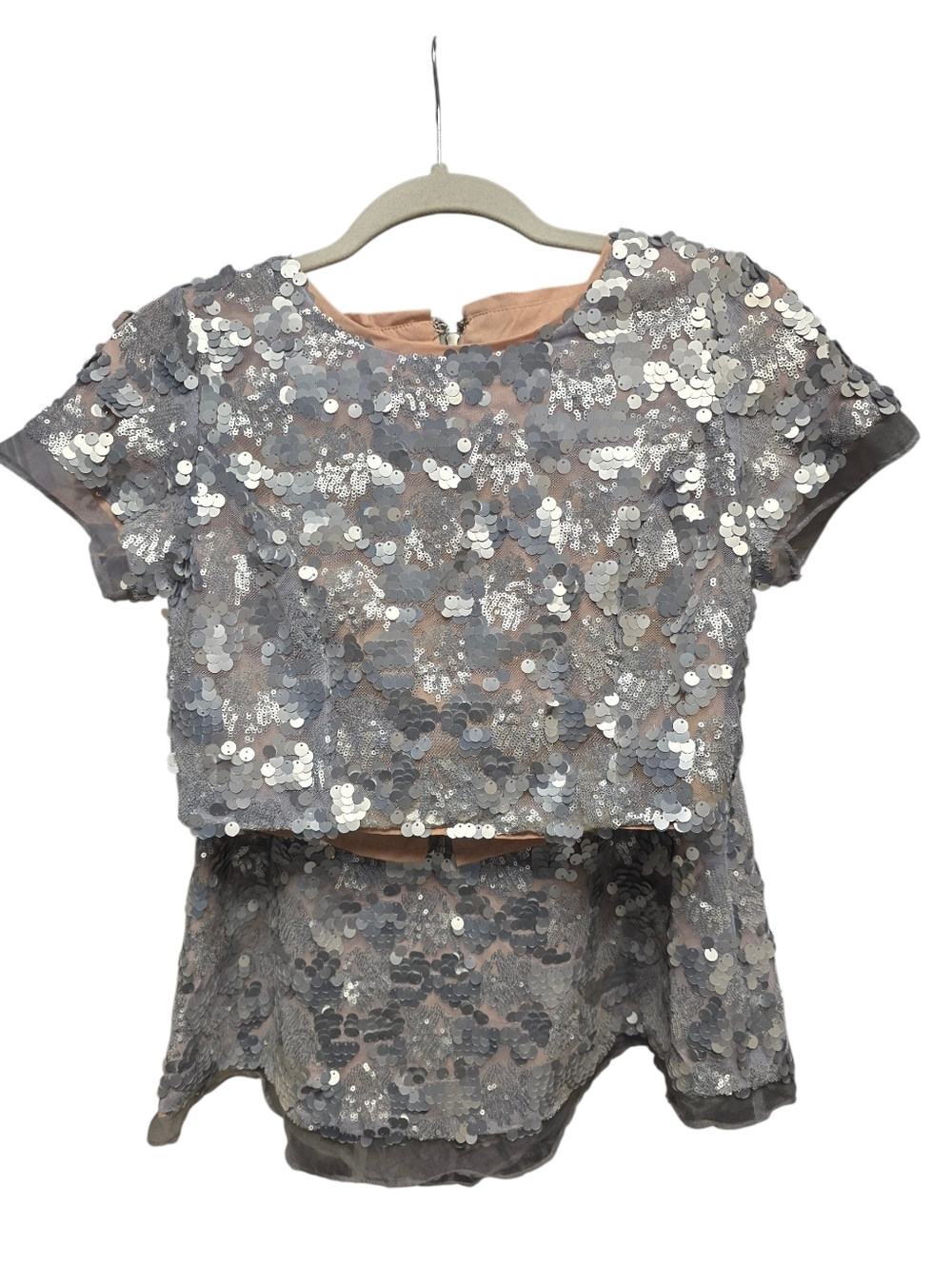 L'atiste by Amy Silver 2-piece skater skirt and crop top Set w/sequins Sz.S